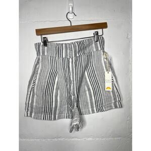 NEW C&C California Linen Striped Shorts Size 2 Navy White